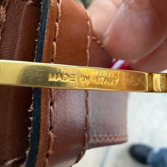 Vintage MCM Brown Gold Tone Leather Made in Italy Woman’s Belt Size 31.5 - Picture 12 of 17